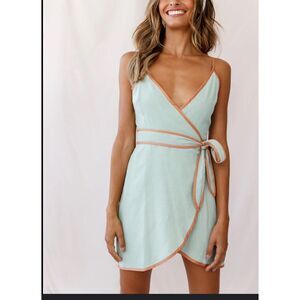 NEW Selfie Leslie Kina Belted Wrap Dress Sage Green